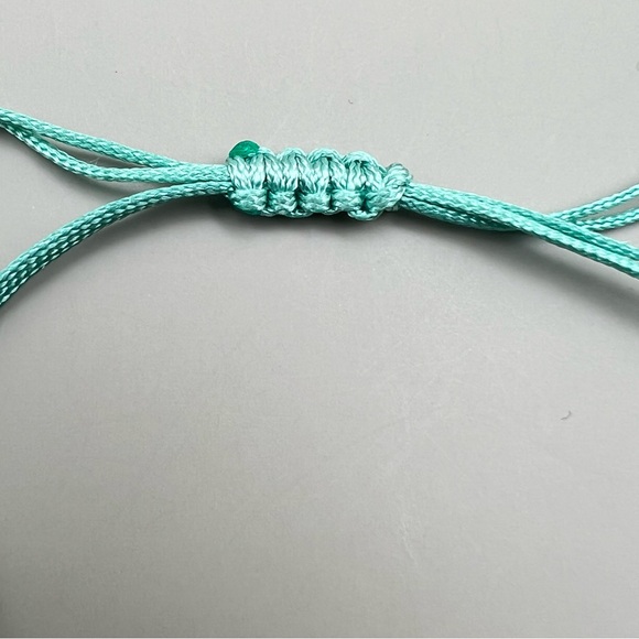 New Evil Eye Bead Aqua Macramé Adjustable Bracelet - Picture 3 of 5